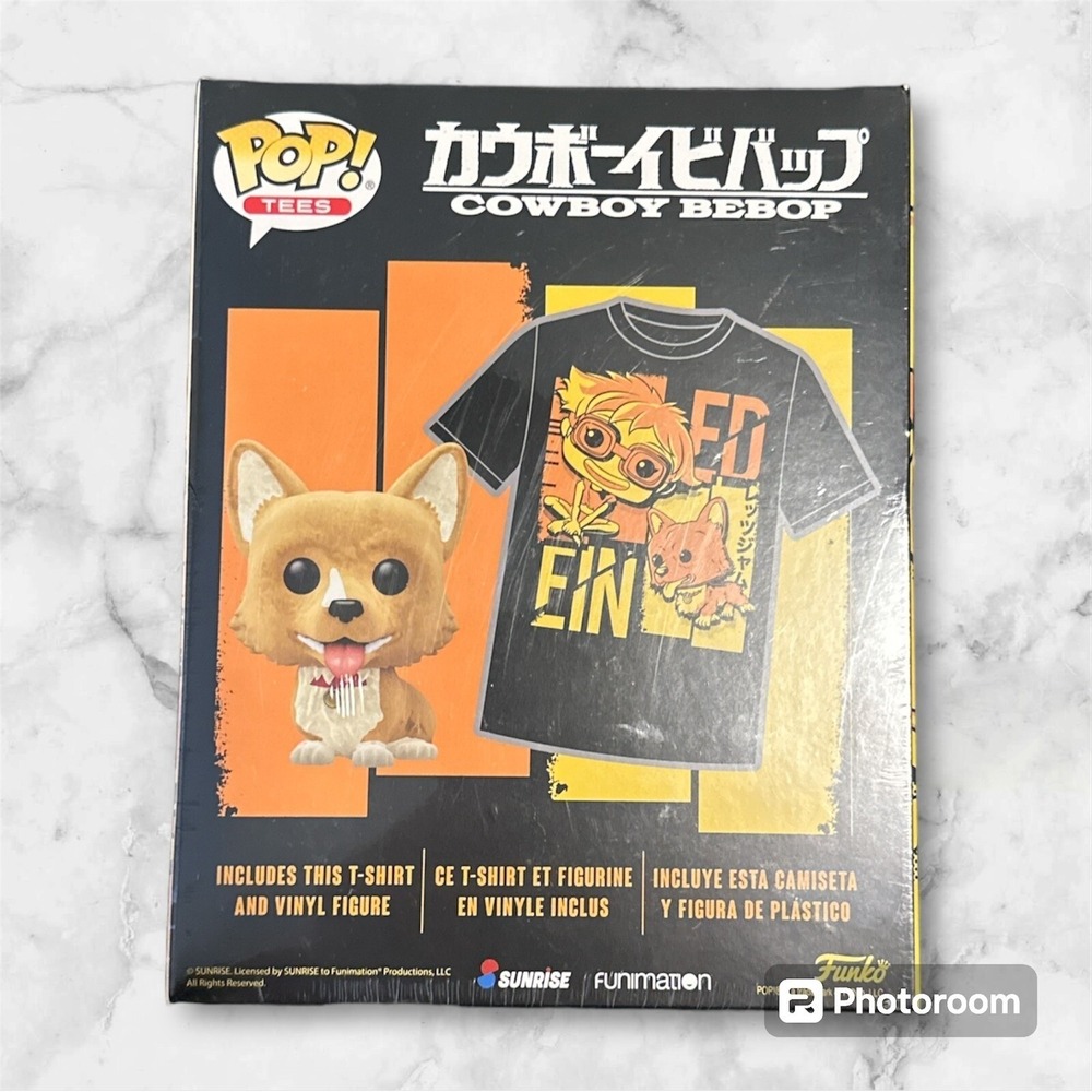 Funko Cowboy Bebop Pop Tee Set Unisex Small Black Ed and Ein Shirt Figure Bundle